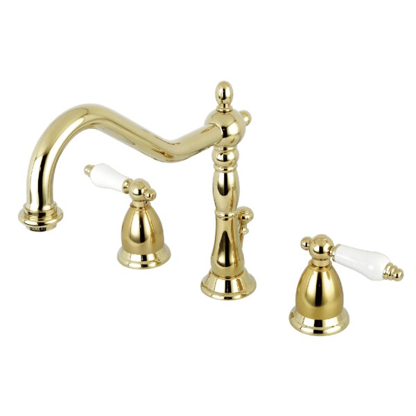 8" Widespread Bathroom Faucet, Polished Brass